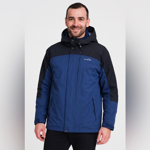 Eddie Bauer WeatherEdge Waterproof Breathable Jacket Men’s Size L Blue & Black - Picture 1 of 9
